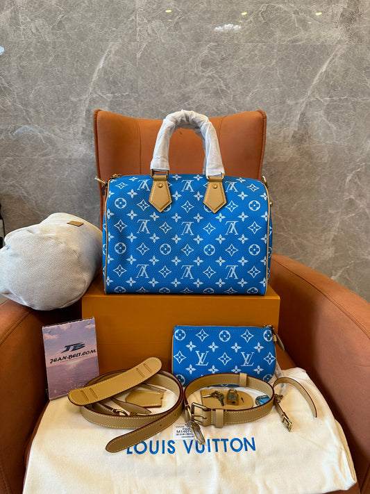 Louis Vuitton Monogram Textile Speedy 30 Blue