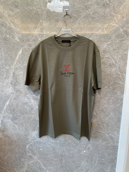 Louis Vuitton olive green logo t-shirt – men’s cotton tee