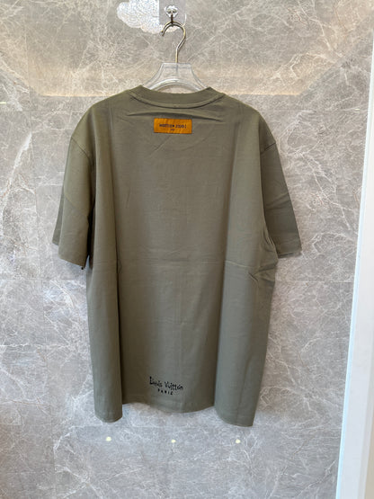 Louis Vuitton olive green logo t-shirt – men’s cotton tee