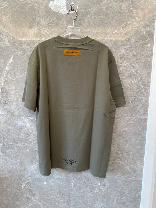 Louis Vuitton olive green logo t-shirt – men’s cotton tee