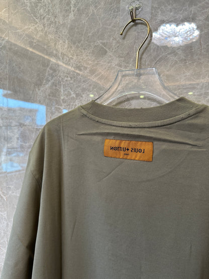 Louis Vuitton olive green logo t-shirt – men’s cotton tee