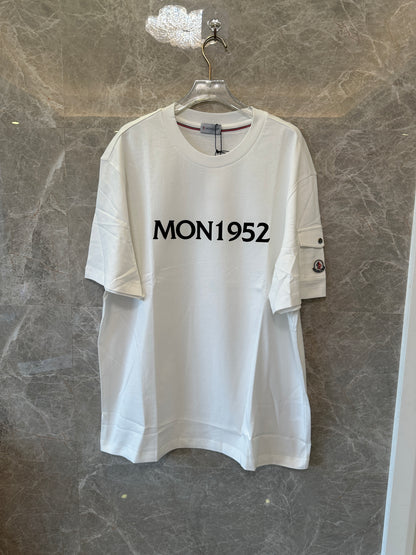 Moncler MON1952 white cotton t-shirt – logo arm patch & minimalist design