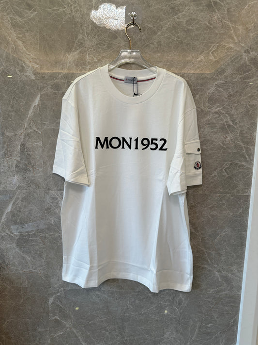 Moncler MON1952 white cotton t-shirt – logo arm patch & minimalist design