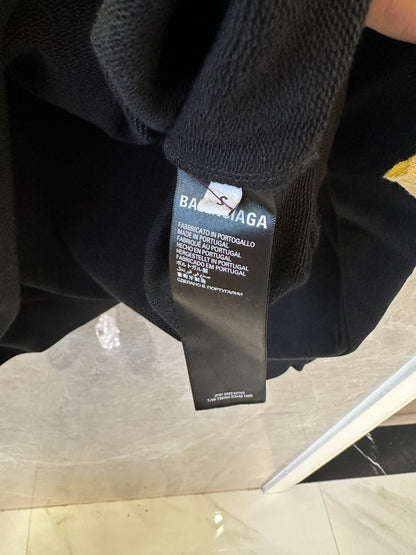 Balenciaga Hoodie Preto com Logótipo Político