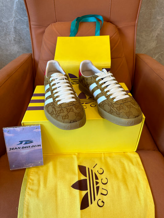 Adidas x Gucci Gazelle Monogram Brown Sneakers
