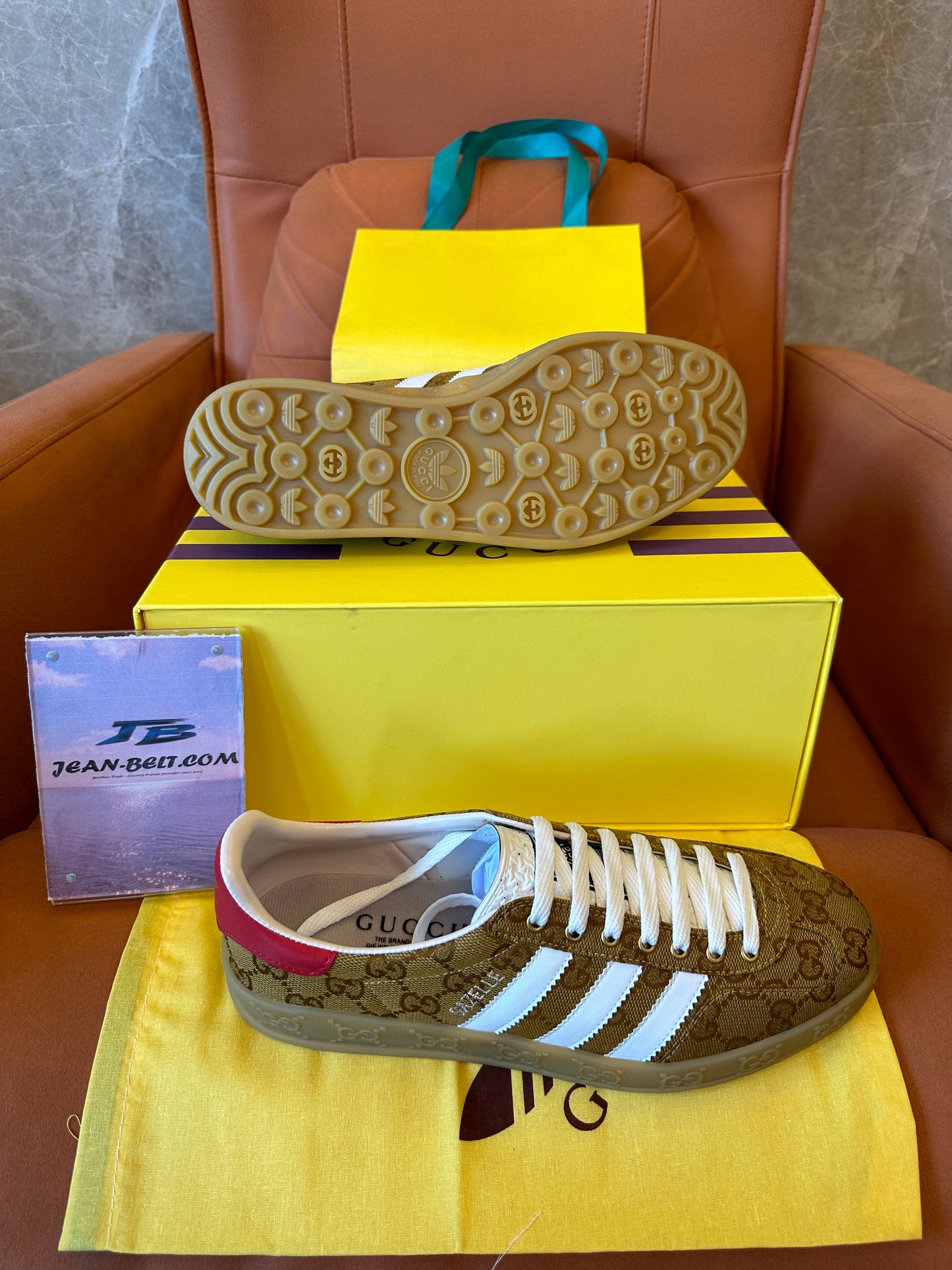 Adidas x Gucci Gazelle Monogram Brown Sneakers
