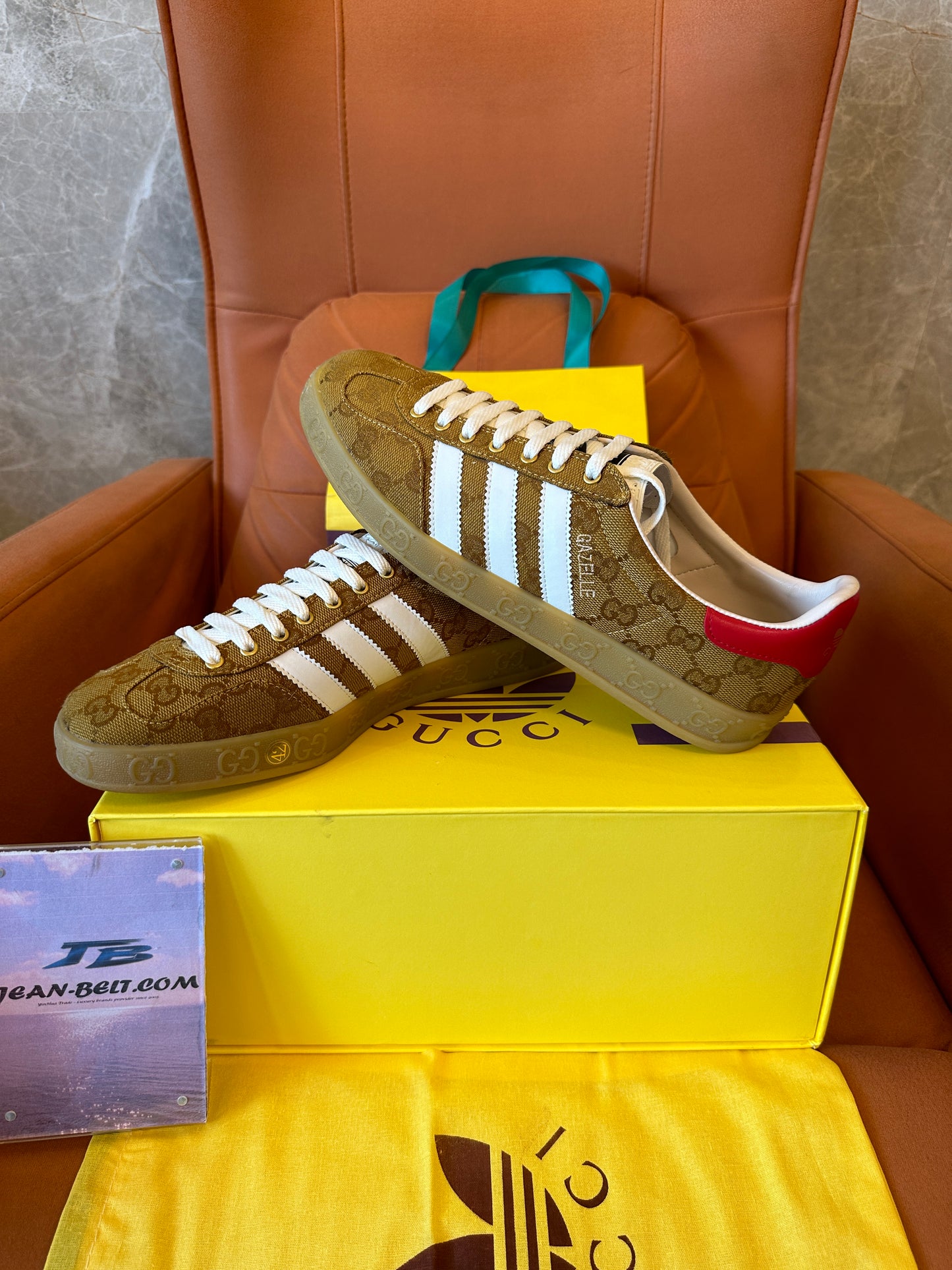 Adidas x Gucci Gazelle Monogram Brown Sneakers