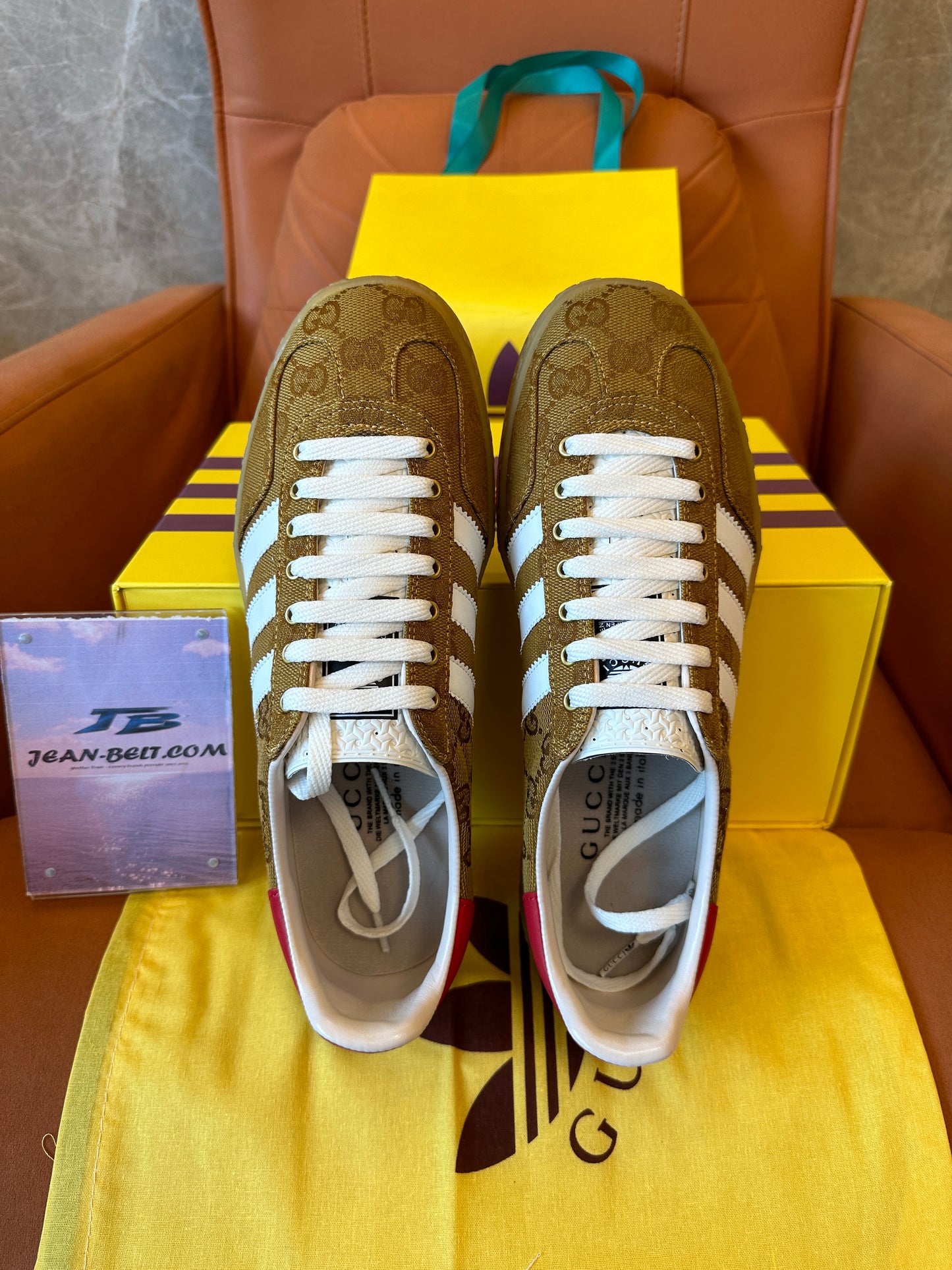 Adidas x Gucci Gazelle Monogram Brown Sneakers
