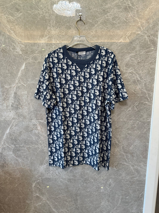 Dior Oblique Jacquard Knit T-shirt – Navy Blue