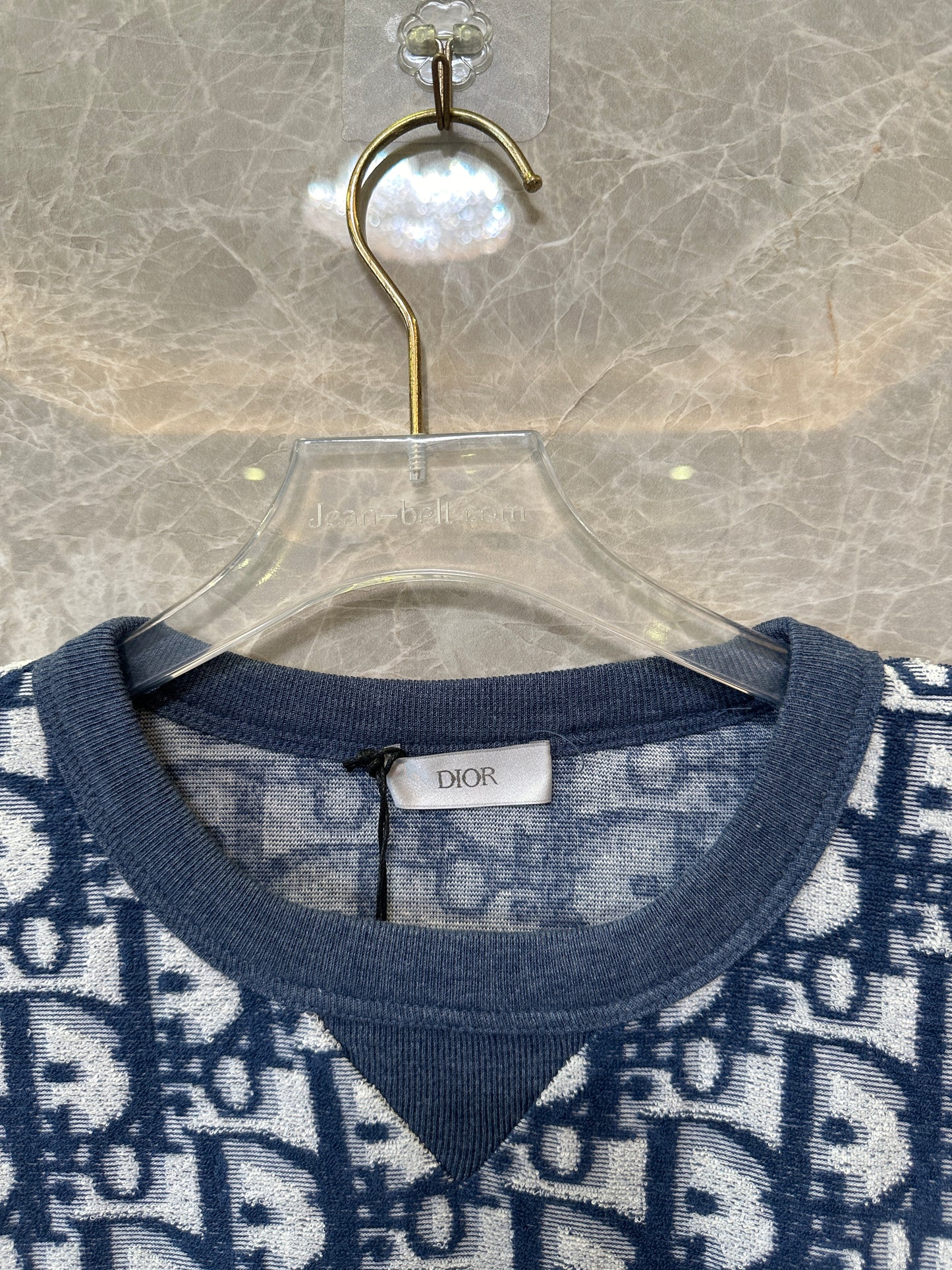 T-shirt Dior Oblique em malha Jacquard – Azul-Marinho