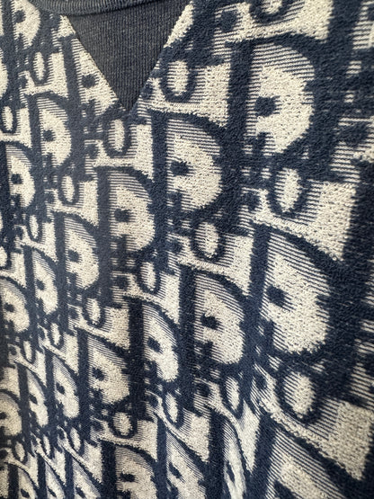 T-shirt Dior Oblique em malha Jacquard – Azul-Marinho