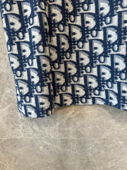 T-shirt Dior Oblique em malha Jacquard – Azul-Marinho