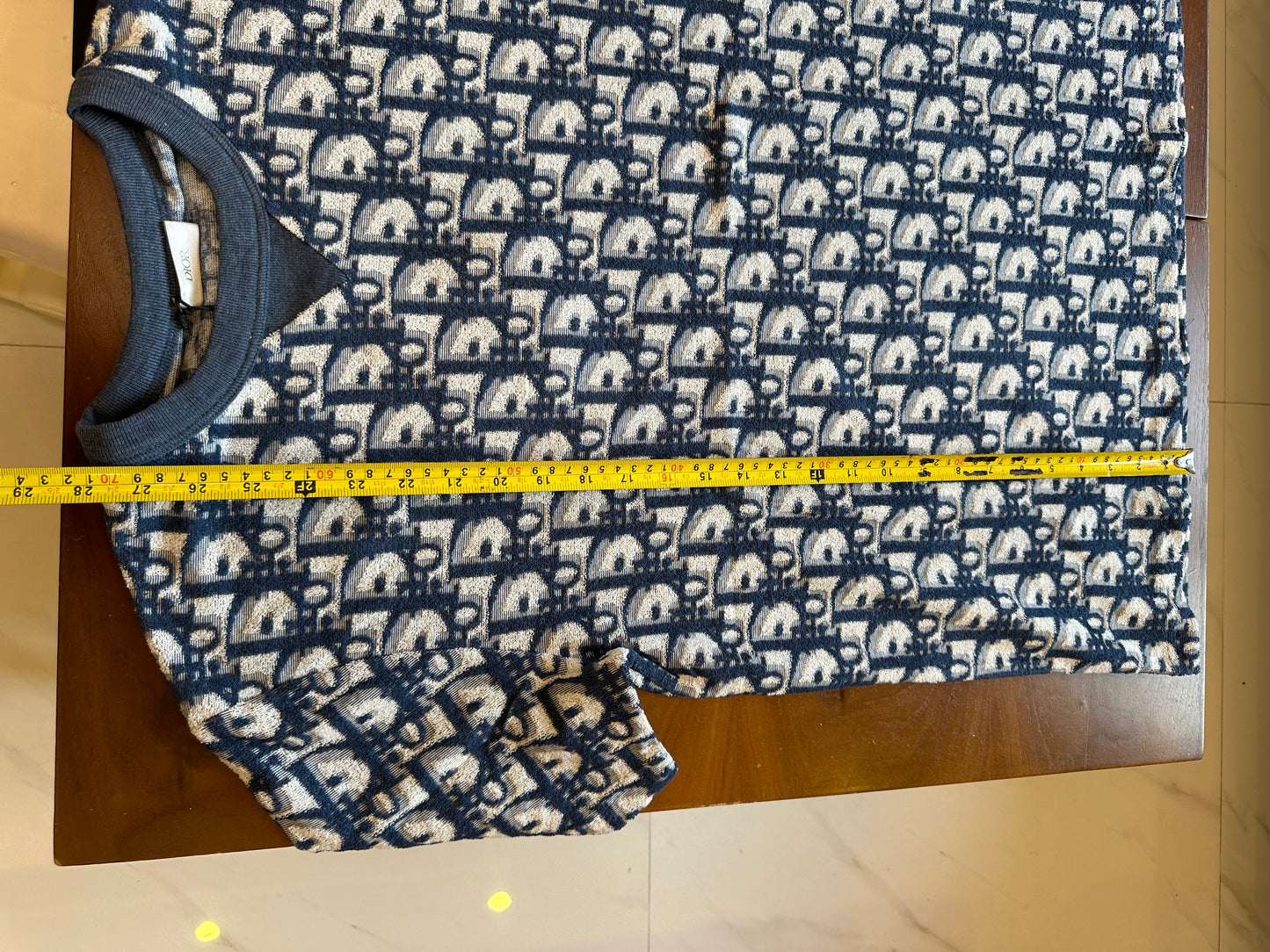 T-shirt Dior Oblique em malha Jacquard – Azul-Marinho