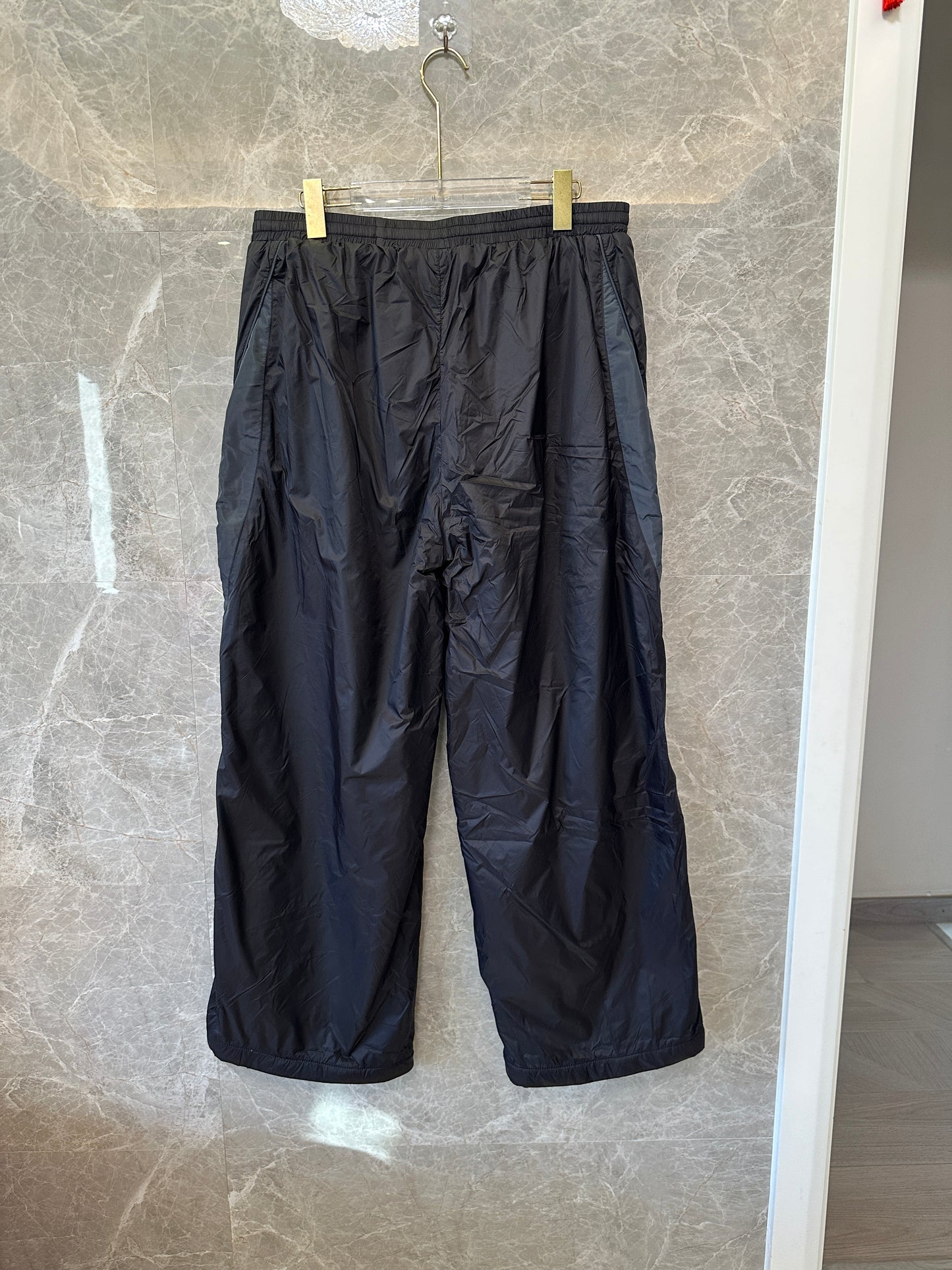 Balenciaga Logo Lightweight Nylon Track Pants Black Casual Streetwear Trousers