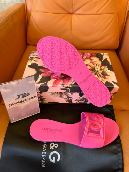 Dolce & Gabbana DG Logo Pink Slide Sandals