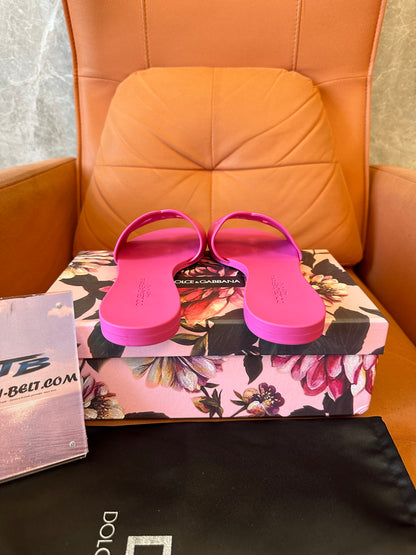 Dolce & Gabbana DG Logo Pink Slide Sandals