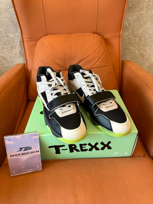 Nike x Travis Scott Style Strap Trainer Sneakers Black White Neon Green Sole