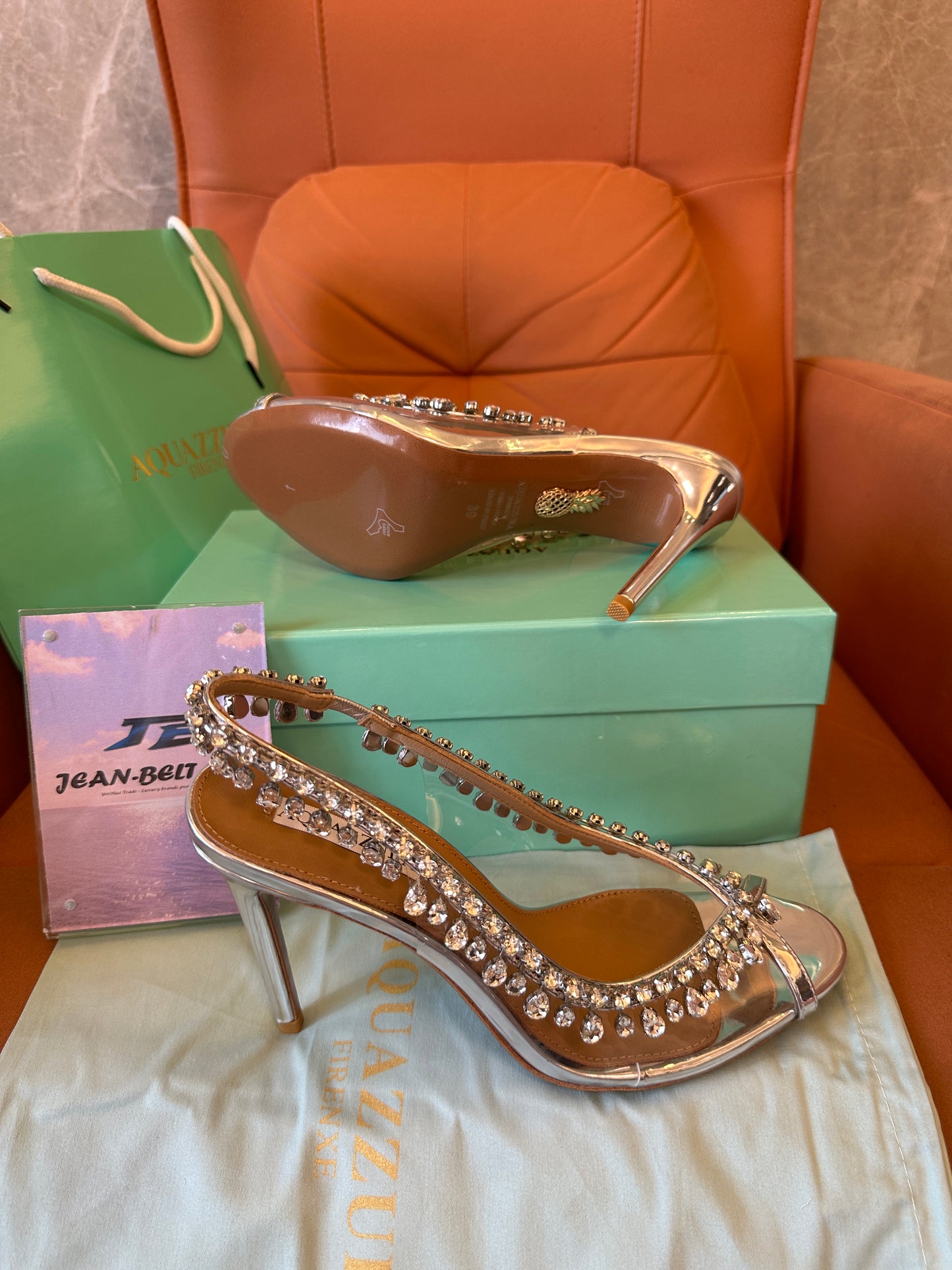 Aquazzura So Nude Crystal Embellished Slingback Heels