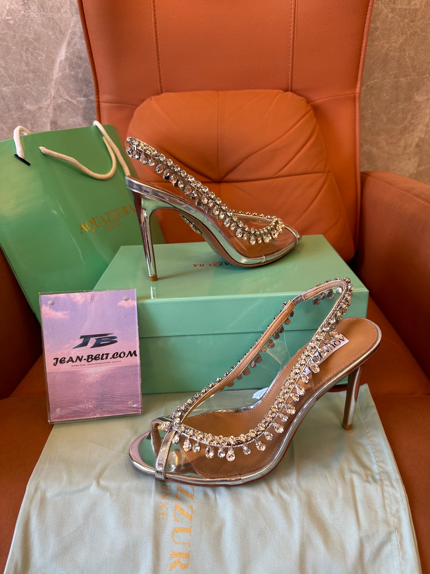 Aquazzura So Nude Crystal Embellished Slingback Heels