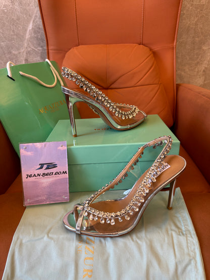 Aquazzura So Nude Crystal Embellished Slingback Heels