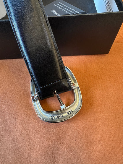 Chrome Hearts Leather Belt Silver Buckle Black