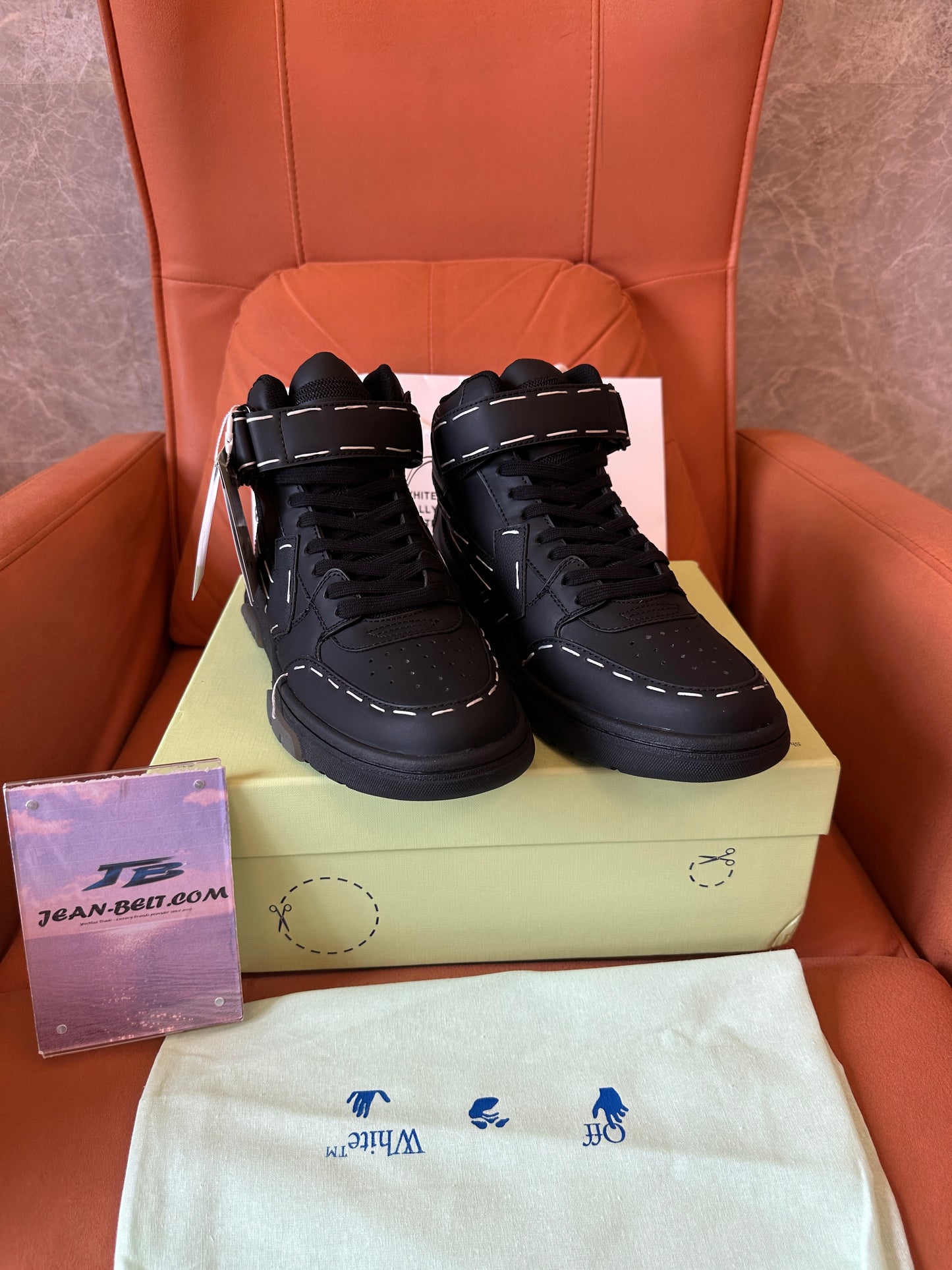 Off-White Off-Court High Top Arrow Leather Sneakers Black