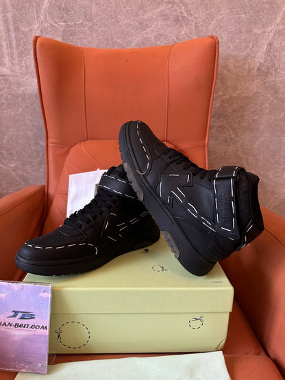 Off-White Off-Court High Top Arrow Leather Sneakers Black