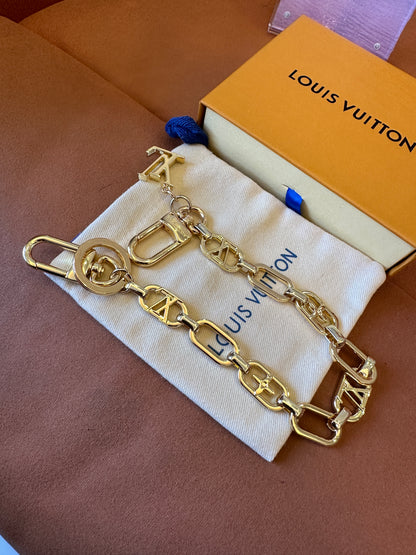 Louis Vuitton Gold Tone Monogram Keychain Waist Chain