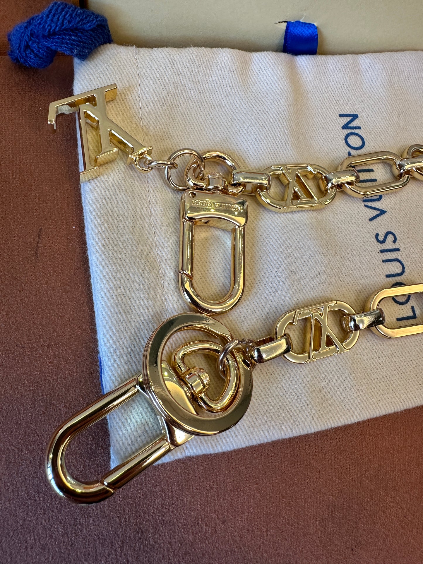 Louis Vuitton Gold Tone Monogram Keychain Waist Chain