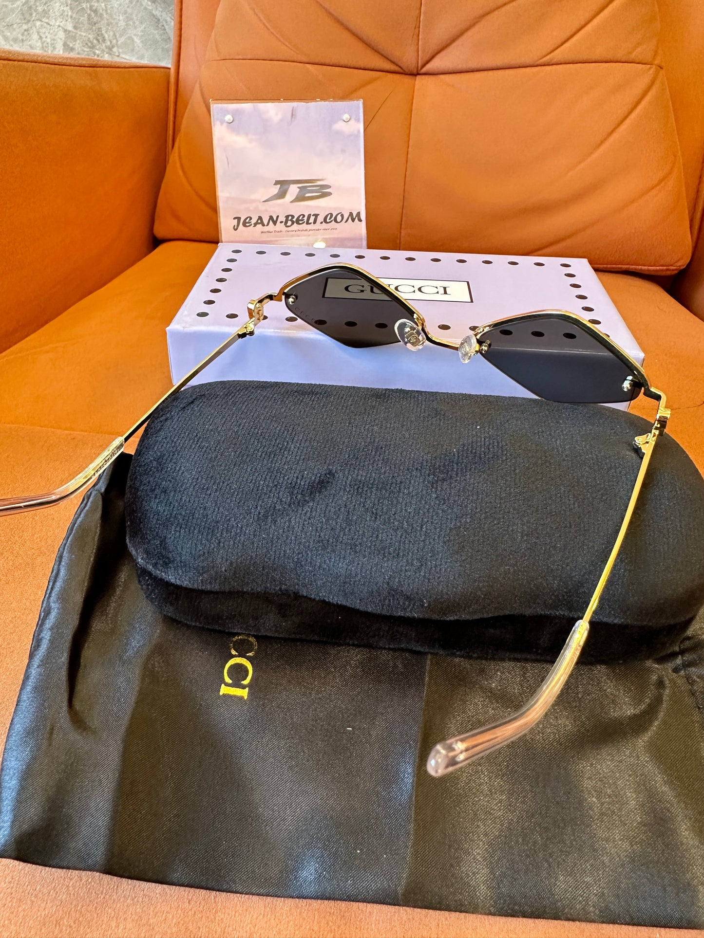 Gucci GG1604S 001 Rimless Geometric Sunglasses