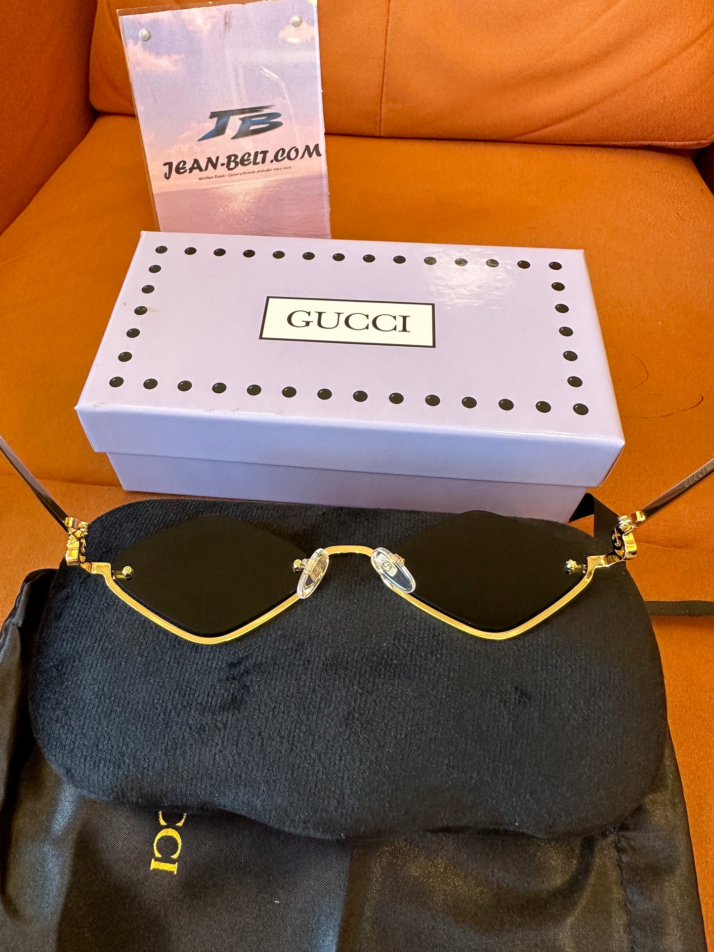 Gucci GG1604S 001 Rimless Geometric Sunglasses