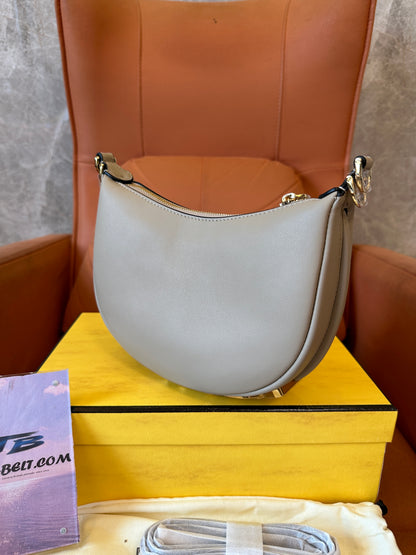 Fendi O'Lock Grey Leather Shoulder Bag