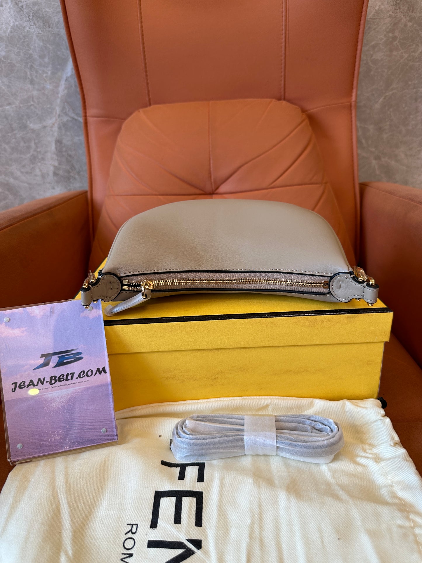 Fendi O'Lock Grey Leather Shoulder Bag