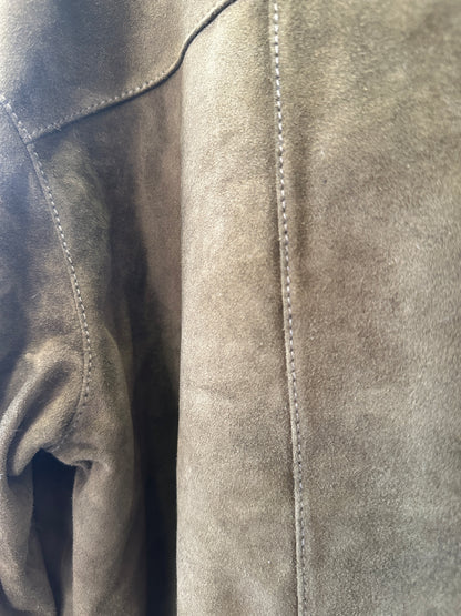 Saint Laurent Suede Leather Jacket Olive Green