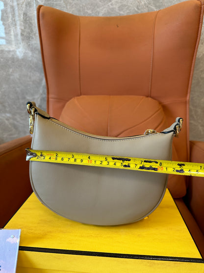 Fendi O'Lock Grey Leather Shoulder Bag
