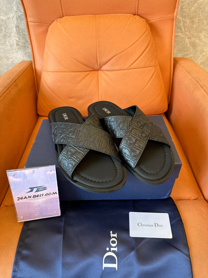 Dior Homme Chinelos de Atravessar em Pele de Vitelo CD Diamond Pretos