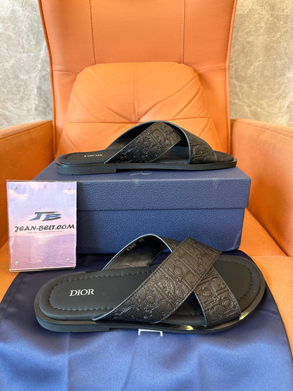 Dior Homme Chinelos de Atravessar em Pele de Vitelo CD Diamond Pretos