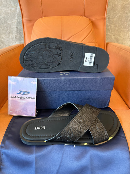 Dior Homme Chinelos de Atravessar em Pele de Vitelo CD Diamond Pretos