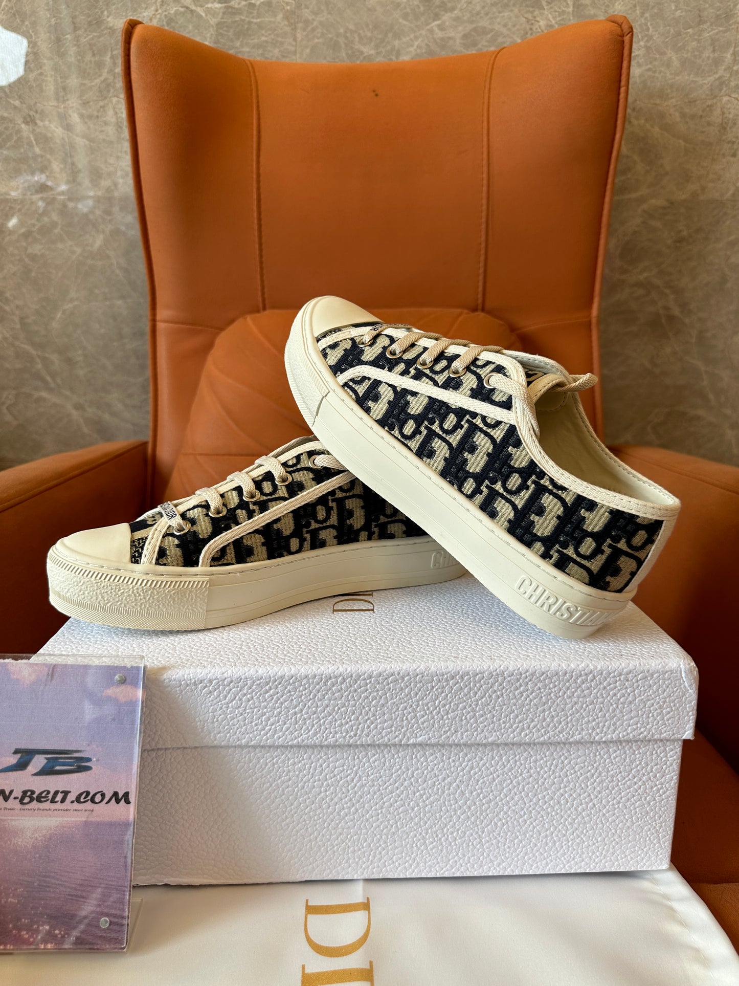 Dior Oblique Canvas Low Top Sneakers Beige Black