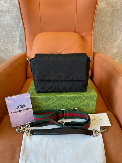 Gucci GG Black Canvas Messenger Bag–702833 Model
