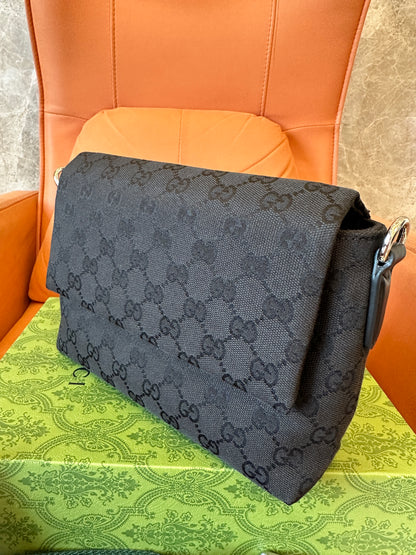 Gucci GG Black Canvas Messenger Bag–702833 Model