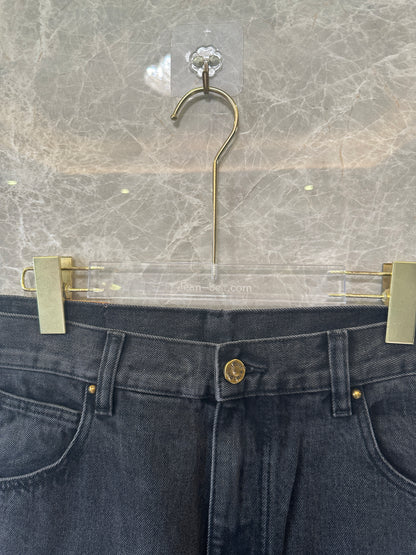 Louis Vuitton Monogram Patchwork Denim Cargo Pants Black