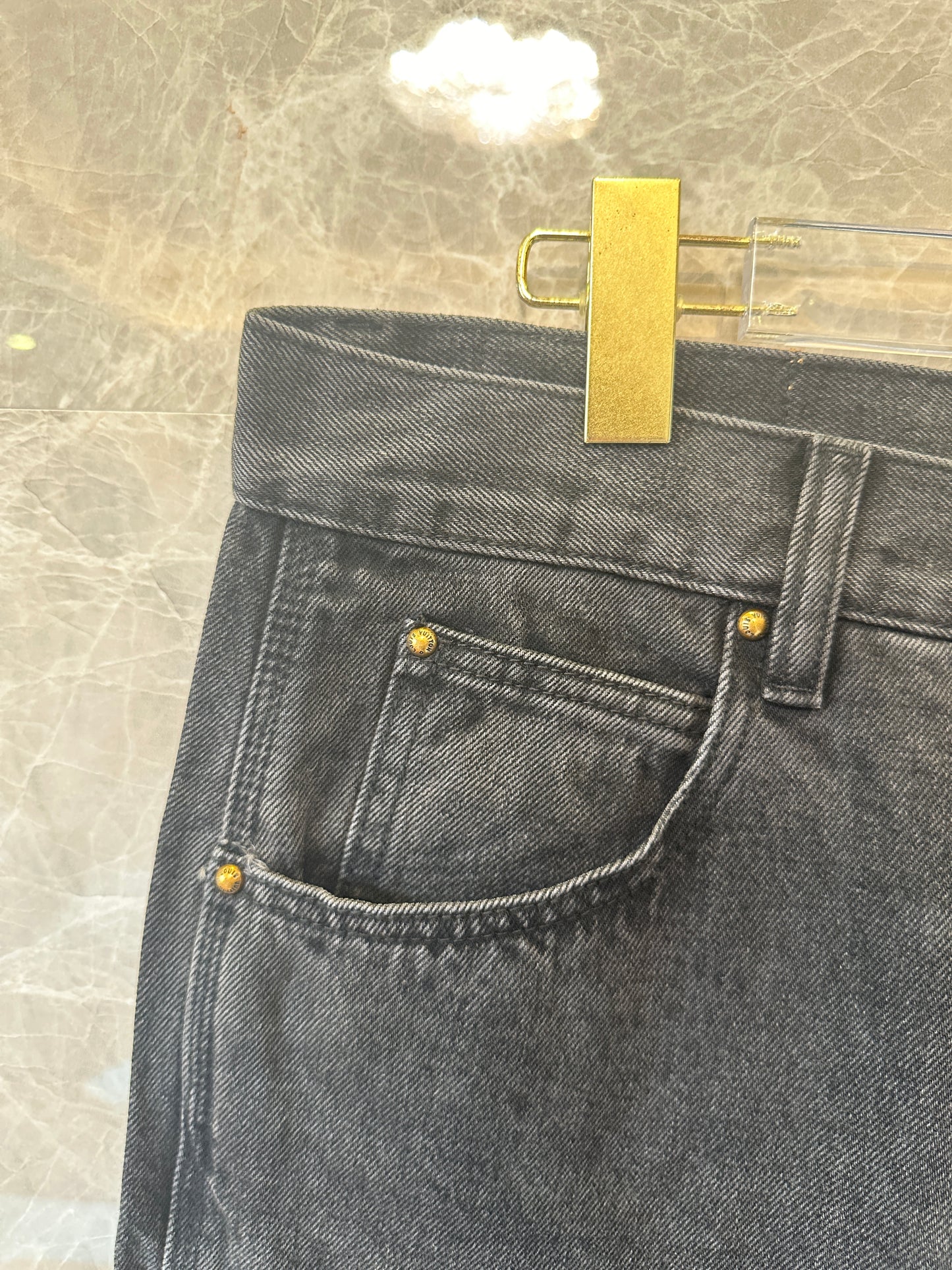 Louis Vuitton Monogram Patchwork Denim Cargo Pants Black