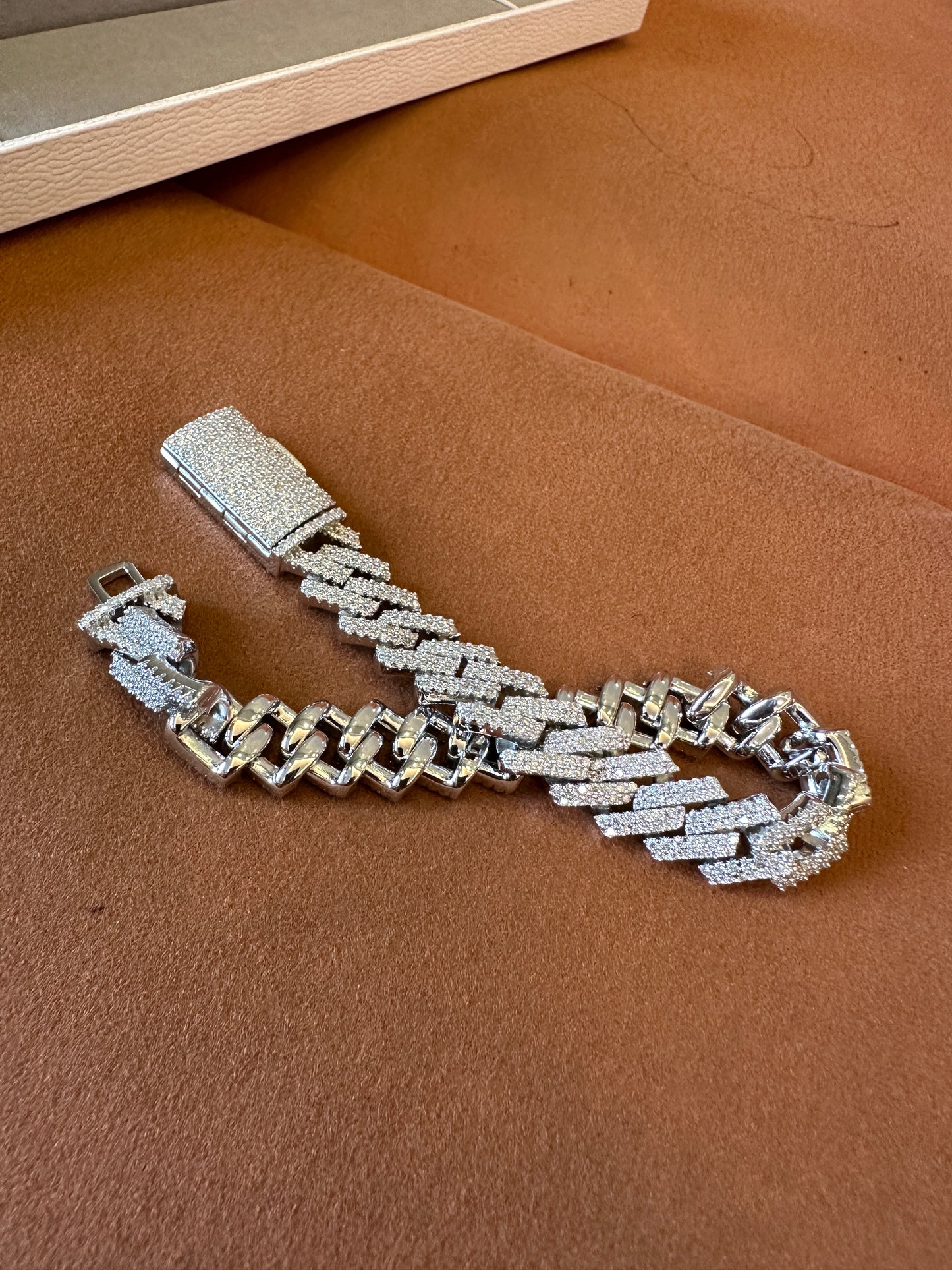 10Kt Moissanite Diamond Cuban Link Bracelet with GRA Certificate