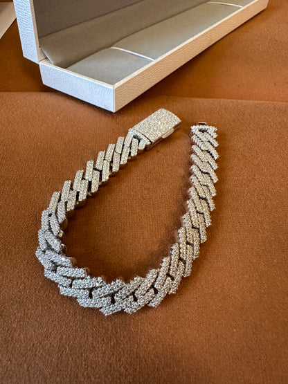 10Kt Moissanite Diamond Cuban Link Bracelet with GRA Certificate
