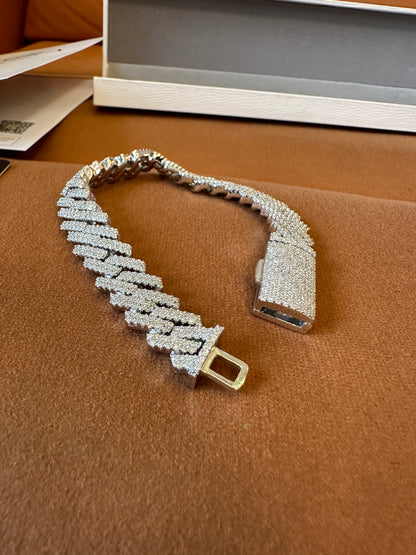 10Kt Moissanite Diamond Cuban Link Bracelet with GRA Certificate