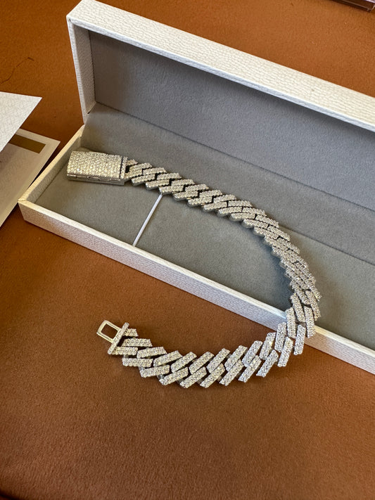10Kt Moissanite Diamond Cuban Link Bracelet with GRA Certificate