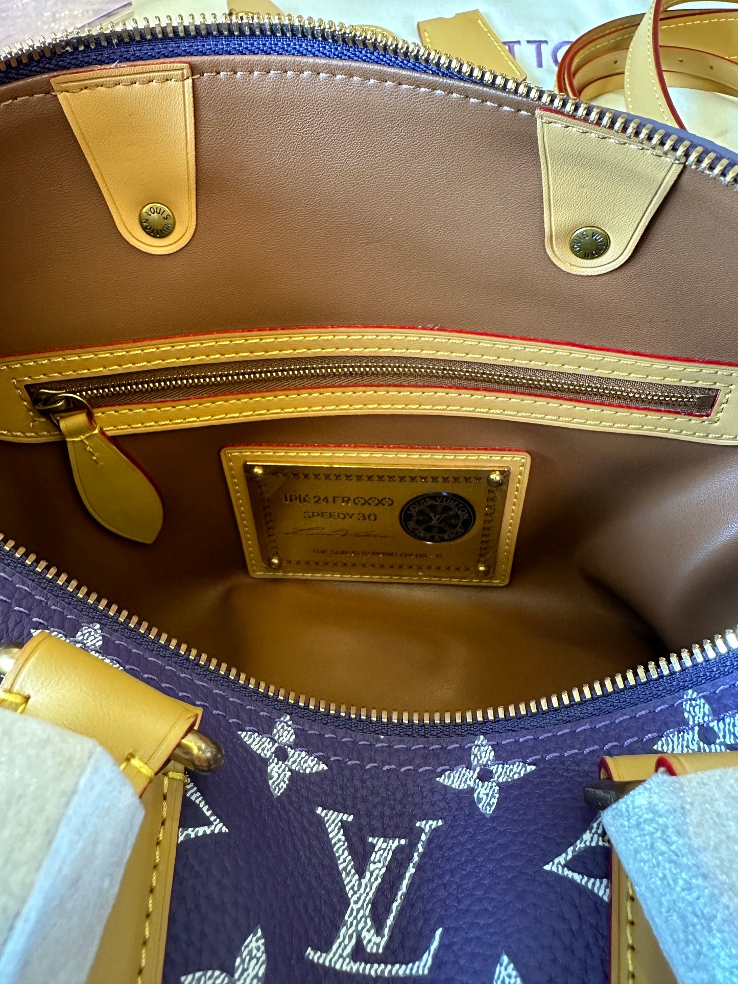 Louis Vuitton Speedy 30 Bandoulière Monogram Purple Leather Set Bag