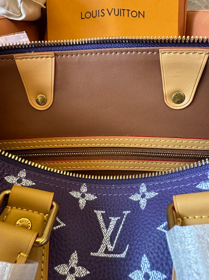 Louis Vuitton Speedy 30 Bandoulière Monogram Purple Leather Set Bag