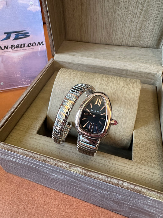 Bvlgari Serpenti Tubogas Snake Watch Stainless Steel Black Dial